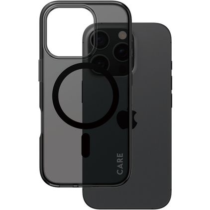 CARE by PanzerGlass Smokey iPhone 16 Pro MagSafe Hardcase Backcover - Transparent / Schwarz