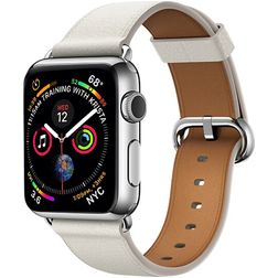Mobigear Roma Leder Apple Watch Armband Dornschließe - 42/41/40/38 mm - Weiß