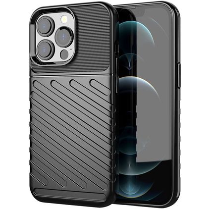 Mobigear Groove iPhone 13 Pro Max Hülle Flexibles TPU Backcover - Schwarz