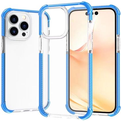 Mobigear Full Bumper iPhone 14 Pro Max Hülle Hardcase Backcover Stoßfest - Transparent / Blau
