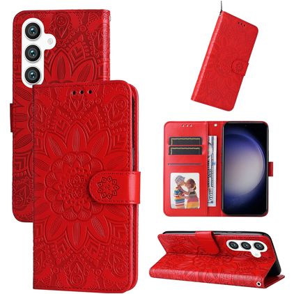 Mobigear Sunflower Samsung Galaxy S24 Plus Hülle Klapphülle Geldbörse - Rot