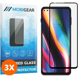 Mobigear Premium Motorola Moto G 5G Plus Panzerglas Gehärtetes Glas Displayschutz - Hüllenfreundlich - Schwarz (3er Pack)