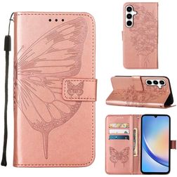 Mobigear Butterfly Samsung Galaxy A35 Klapphülle Portemonnaie - Roségold