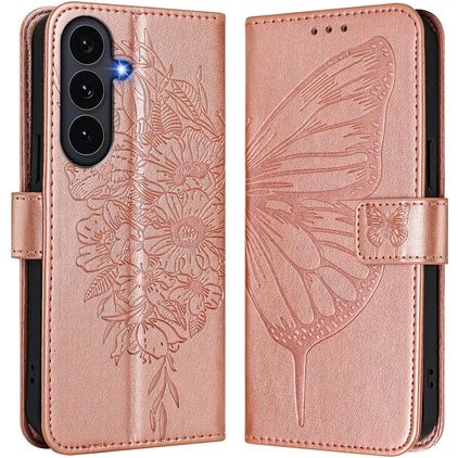 Mobigear Butterfly Samsung Galaxy S26 FE Hülle Klapphülle Geldbörse - Roségold