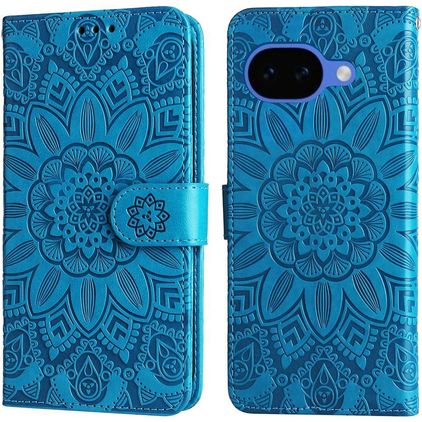 Mobigear Sunflower Google Pixel 10a Hülle Klapphülle Geldbörse - Blau