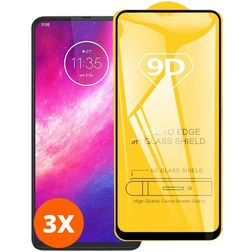 Mobigear Premium Motorola One Hyper Panzerglas Gehärtetes Glas Displayschutz - Hüllenfreundlich - Schwarz (3er Pack)