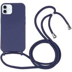 Mobigear Lanyard iPhone 16 Silikon Handykette - Dunkelblau