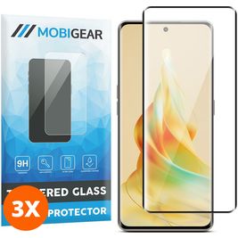 Mobigear Premium OPPO Reno 8T 5G Panzerglas Gehärtetes Glas Displayschutz - Hüllenfreundlich - Schwarz (3er Pack)