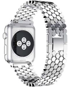 Mobigear Honeycomb Edelstahl Apple Watch Armband Dornschließe - 42/41/40/38 mm - Silber