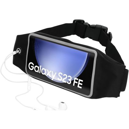 Mobiparts Comfort Fit Belt Handyhalterung Joggen Samsung Galaxy S23 FE Sporthülle Neopren Gürtel - Schwarz