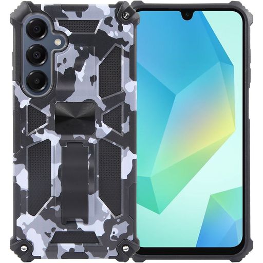 Mobigear Armor Stand Samsung Galaxy A16 Hülle Hardcase Backcover Stoßfest mit Ständer - Grau