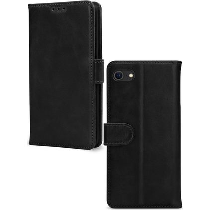 Mobilize Wallet iPhone SE (2020) Hülle Echtes Leder Klapphülle Geldbörse - Schwarz