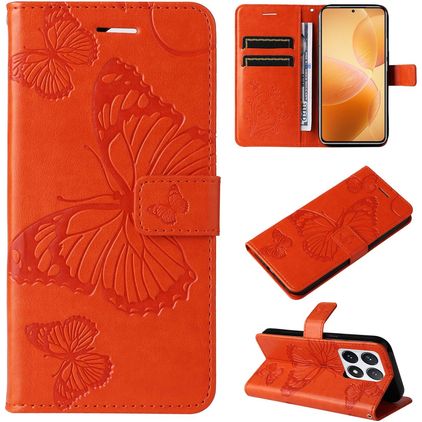 Mobigear Butterfly Xiaomi 14T Pro Hülle Klapphülle Geldbörse - Orange