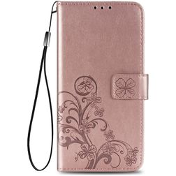 Mobigear Clover Samsung Galaxy A21s Hülle Klapphülle Geldbörse - Roségold
