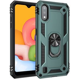 Mobigear Armor Ring Samsung Galaxy A01 Hülle Hardcase Backcover Stoßfest mit Ringhalter - Grün