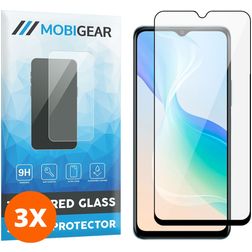 Mobigear Premium Vivo Y76 Panzerglas Displayschutz - Hüllenfreundlich - Schwarz (3er Pack)