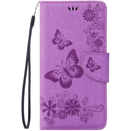 Mobigear Butterfly iPhone SE (2022) Hülle Klapphülle Geldbörse - Lila