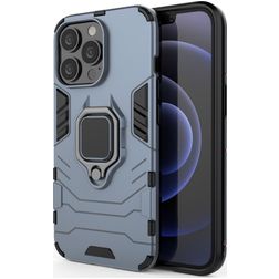 Mobigear Armor Ring iPhone 13 Pro Hülle Hardcase Backcover Stoßfest mit Ringhalter - Blau