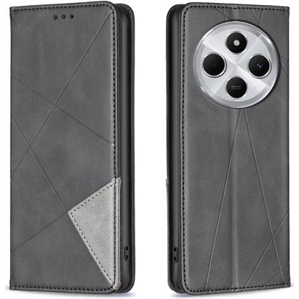 Mobigear Rhombus Slim Xiaomi Redmi 14C Hülle Klapphülle - Schwarz