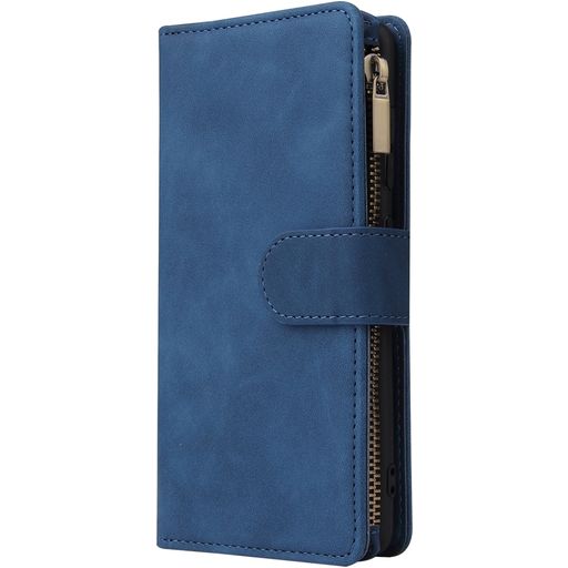 Mobigear Zipper Samsung Galaxy A41 Hülle Klapphülle Geldbörse - Blau
