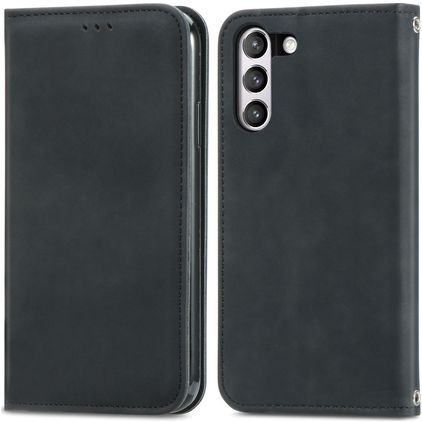 Mobigear Retro Slim Samsung Galaxy S21 FE Hülle Klapphülle Geldbörse - Schwarz