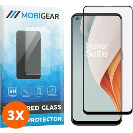 Mobigear Premium OnePlus Nord N100 Panzerglas Gehärtetes Glas Displayschutz - Hüllenfreundlich - Schwarz (3er Pack)
