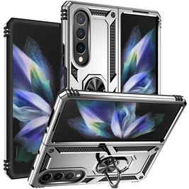 Mobigear Armor Ring Samsung Galaxy Z Fold 4 Hülle Hardcase Backcover Stoßfest mit Ringhalter - Silber