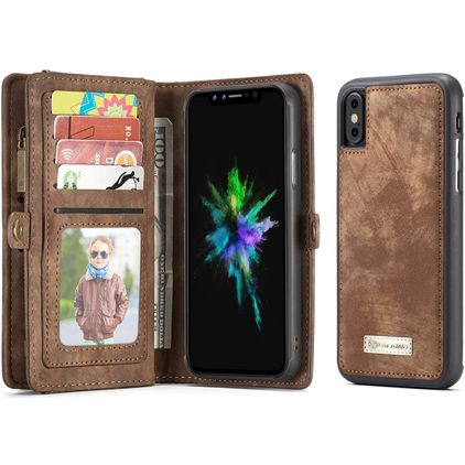 Caseme 008 iPhone XS Hülle Abnehmbare 2in1 Klapphülle Geldbörse - Braun