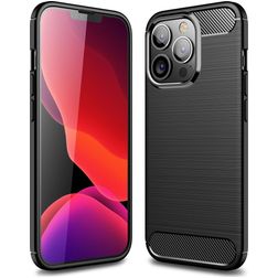 Mobigear Brushed Slim iPhone 14 Pro Hülle Flexibles TPU Backcover - Schwarz