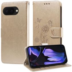Mobigear Flowers Google Pixel 9a Hülle Klapphülle Geldbörse - Gold