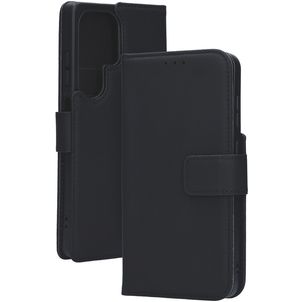 Mobiparts Samsung Galaxy S25 Ultra Hülle Echtes Leder Klapphülle Geldbörse - Schwarz
