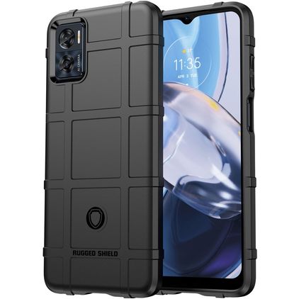 Mobigear Rugged Shield Motorola Moto E22i Hülle Flexibles TPU Backcover Stoßfest - Schwarz