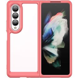 Mobigear Crystal Samsung Galaxy Z Fold 4 Hülle Hardcase Backcover - Transparent / Rot