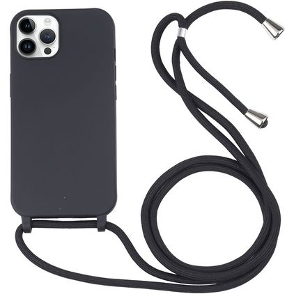 Mobigear Lanyard iPhone 16 Pro Silikon Handykette - Schwarz