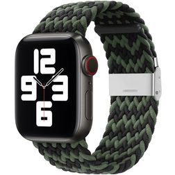 Mobigear Braided Nylon Apple Watch Armband Klappschließe - 49/46/45/44 mm - Schwarz / Grün