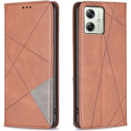 Mobigear Rhombus Slim Motorola Moto G54 Hülle Klapphülle - Braun