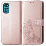 Mobigear Clover Motorola Moto G22 Hülle Klapphülle Geldbörse - Roségold