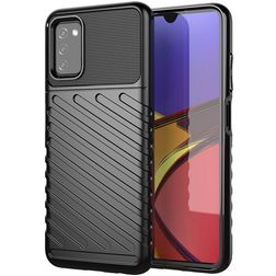 Mobigear Groove Samsung Galaxy A03s Hülle Flexibles TPU Backcover - Schwarz