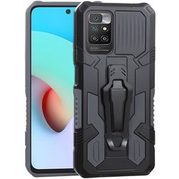 Mobigear Armor Stand Xiaomi Redmi 10 4G Hülle Hardcase Backcover Stoßfest mit Ständer - Grau