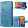 Mobigear Flowers Samsung Galaxy M53 Hülle Klapphülle Geldbörse - Blau