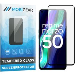 Mobigear Premium Realme Narzo 50 4G Panzerglas Gehärtetes Glas Displayschutz - Hüllenfreundlich - Schwarz