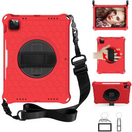 Mobigear SureGrip Hexa iPad Pro 11 Zoll (2022) Stoßfeste Hardcase Hülle + Stifthalter + Schulterträger + Ständer - Rot Mobigear SureGrip Hexa iPad Pro 11 Zoll (2022) Stoßfeste Hardcase Hülle + Stifthalter + Schulterträger + Ständer - Rot