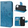 Mobigear Flowers iPhone 12 Pro Hülle Klapphülle Geldbörse - Blau