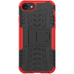 Mobigear Tire iPhone SE (2022) Hülle Hardcase Backcover Stoßfest mit Ständer - Schwarz / Rot