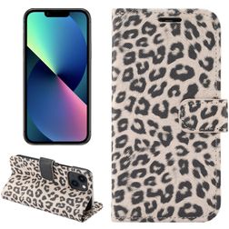 Mobigear Leopard iPhone 14 Hülle Klapphülle Geldbörse - Braun