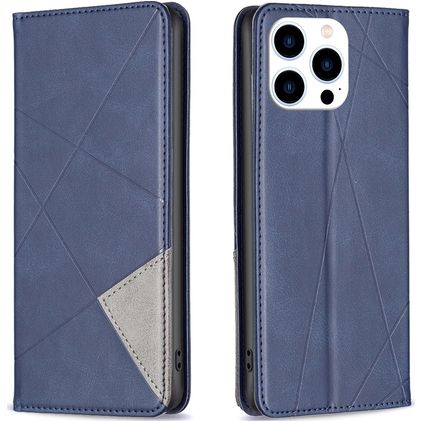 Mobigear Rhombus Slim iPhone 16 Pro Hülle Klapphülle - Blau