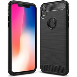 Mobigear Brushed Slim iPhone XR Hülle Flexibles TPU Backcover - Schwarz