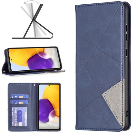 Mobigear Rhombus Slim Samsung Galaxy A73 Hülle Klapphülle - Blau
