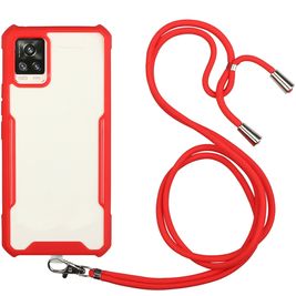 Mobigear Lanyard Samsung Galaxy A72 Flexibles TPU Handykette - Transparent / Rot