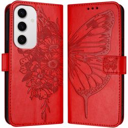 Mobigear Butterfly Samsung Galaxy S24 FE Hülle Klapphülle Geldbörse - Rot